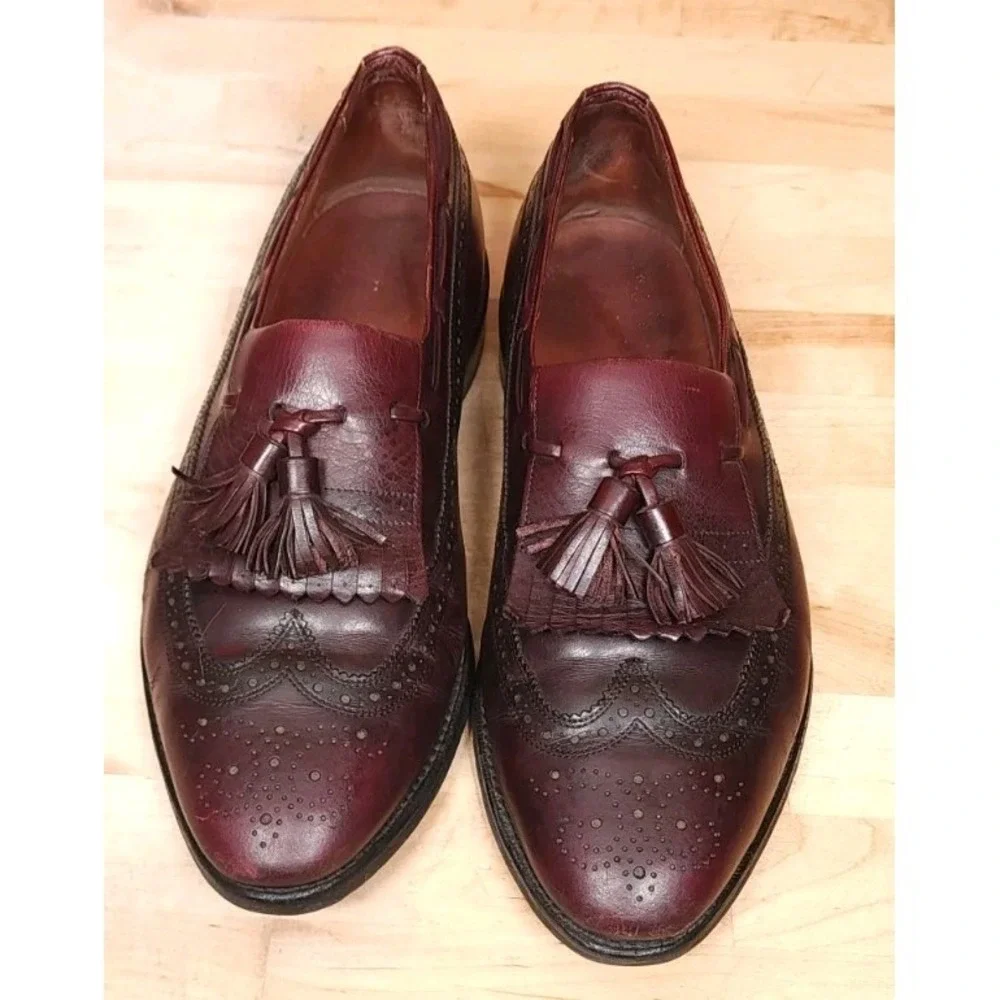 Allen Edmonds Arlington Tassel Loafer Shoes Mens Size 9‎ Oxblood Wingtips